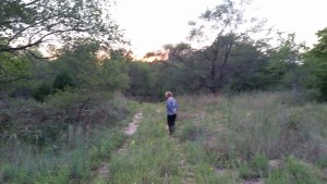 My beautiful mom venturing out on a pasture trail at sunset in central Kansas.